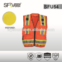 Gilet imprimé de sécurité pour hommes avec poches multiples sur le devant, 100% polyester oxford conforme à ANSI / ISEA 107-2010